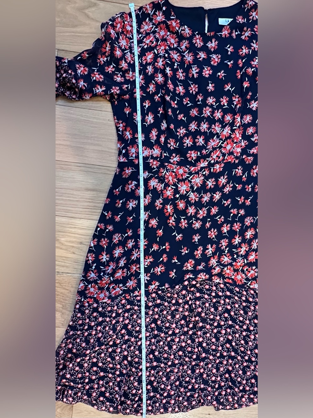 LK Bennett Pros Silk Dress US 8 Sloane Blue Floral Print Fit & Flare Dress - Picture 10 of 12